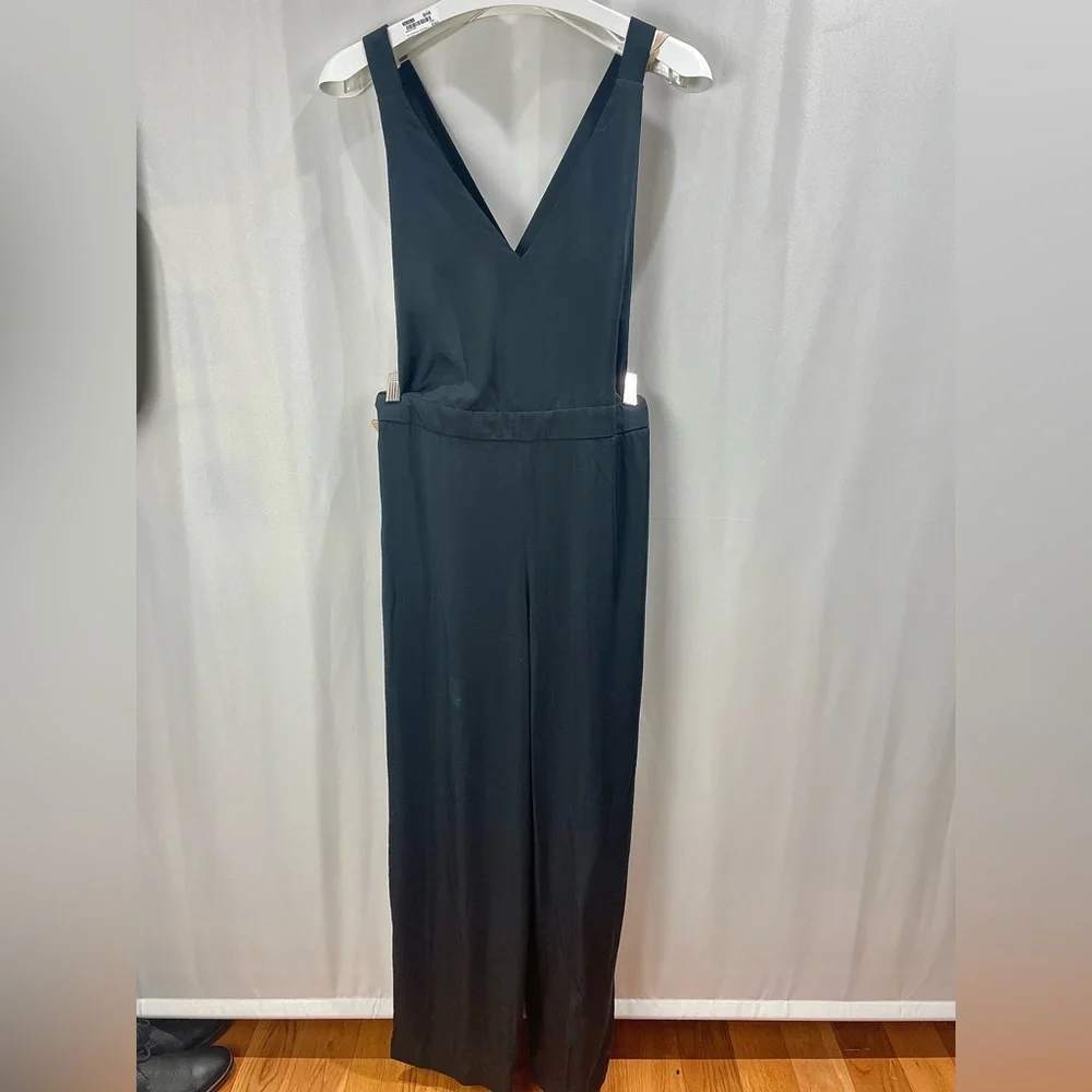 Bobi Black Revolve Black Modal Cotton Cross Back Wide Leg Jumpsuit Size S - Picture 4 of 11